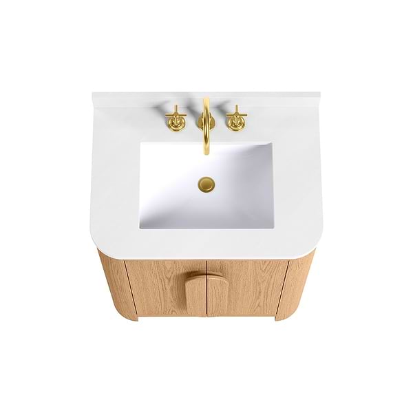 Harper Medium Ash 30" Single Vanity with White Quartz Top by TileBar Studio Vanities, View 5, open zoomed image