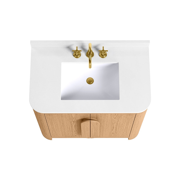 Harper Medium Ash 36" Single Vanity with White Quartz Top by TileBar Studio Vanities, View 5, open zoomed image