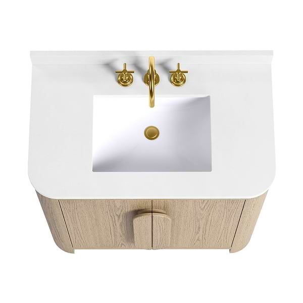 Harper Medium Ash 36" Single Vanity with White Quartz Top by TileBar Studio Vanities, View 5, open zoomed image