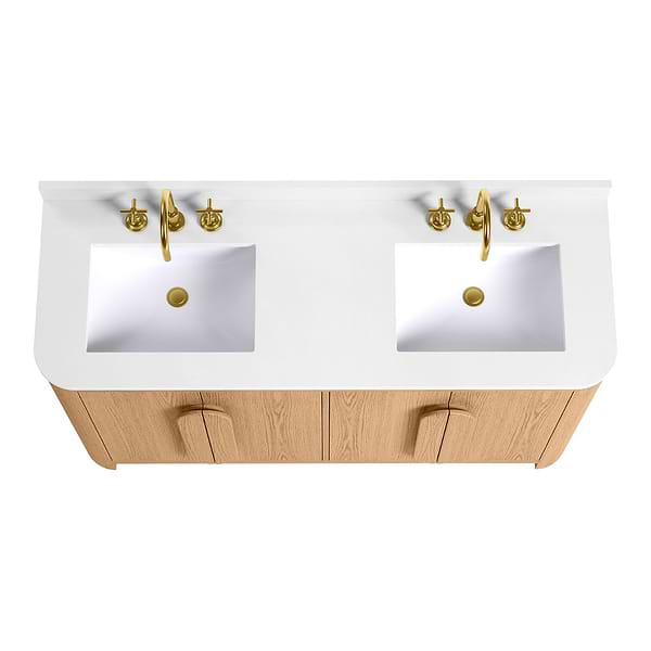 Harper Medium Ash 60" Double Vanity with White Quartz Top by TileBar Studio Vanities, View 5, open zoomed image