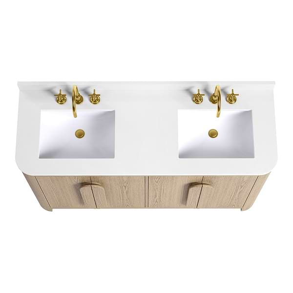 Harper Medium Ash 60" Double Vanity with White Quartz Top by TileBar Studio Vanities, View 5, open zoomed image