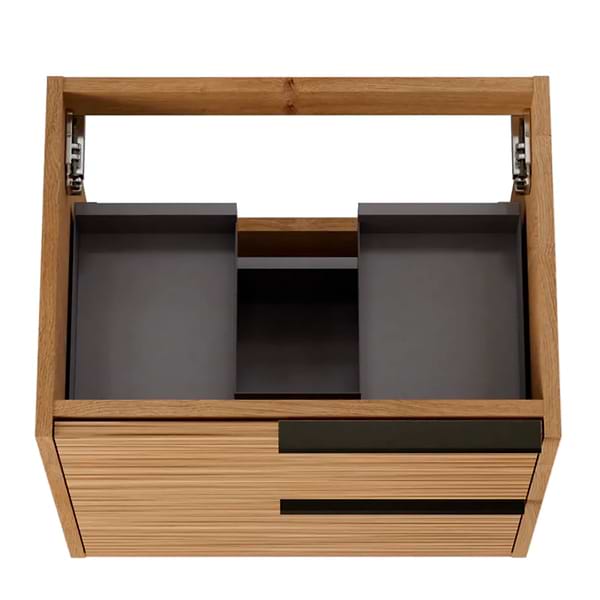 Kora Bamboo Faux Finish 24" Single Vanity with Black Handles without Top