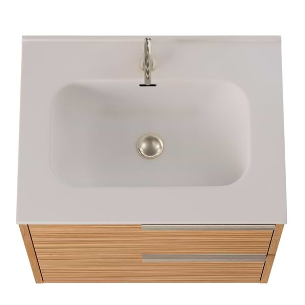 Kora Bamboo Faux Finish 24" Single Vanity with Integrated White Ceramic Top & Silver Handles