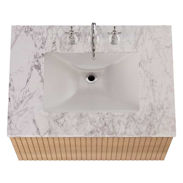 Melrose White Ash 30" Single Vanity with Carrara Marble Top