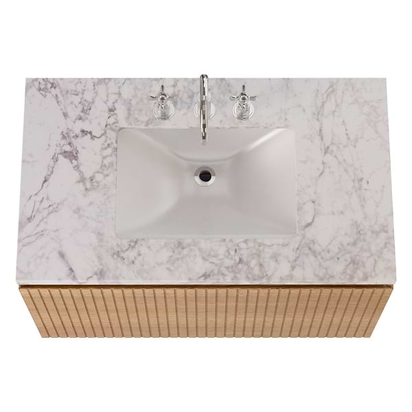 Melrose White Ash 36" Single Vanity with Carrara Marble Top