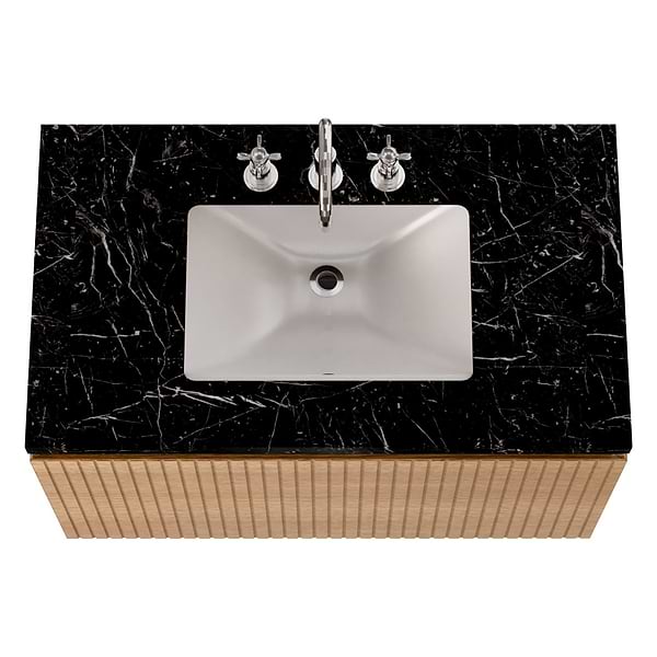 Melrose White Ash 36" Single Vanity with Nero Marquina Marble Top