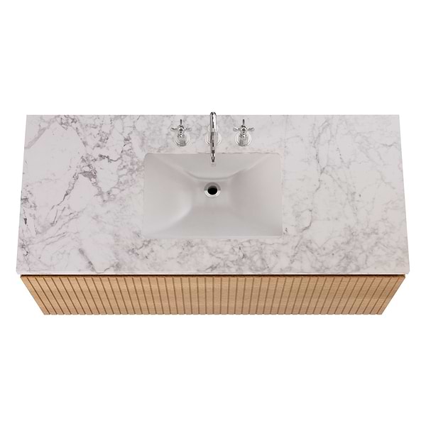Melrose White Ash 48" Single Vanity with Carrara Marble Top
