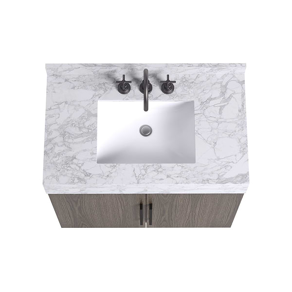 TileBar Studio Vanities Orville Espresso Oak 36" Single Vanity with Carrara Marble Top