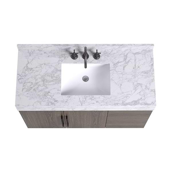 TileBar Studio Vanities Orville Espresso Oak 48" Single Vanity with Carrara Marble Top