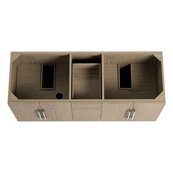 TileBar Studio Vanities Orville Greige Ash 60" Double Vanity without Top