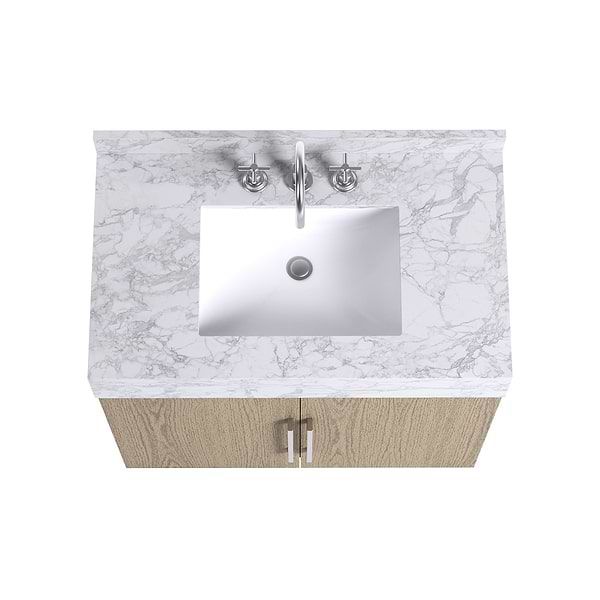 TileBar Studio Vanities Orville Greige Ash 36" Single Vanity with Carrara Marble Top