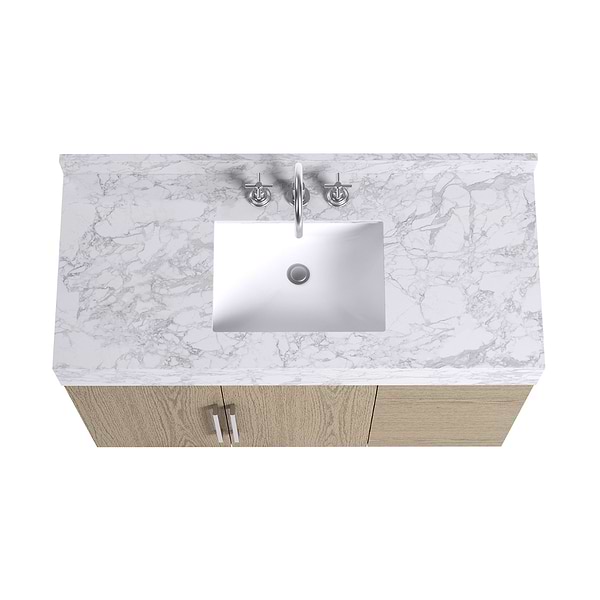 TileBar Studio Vanities Orville Greige Ash 48" Single Vanity with Carrara Marble Top