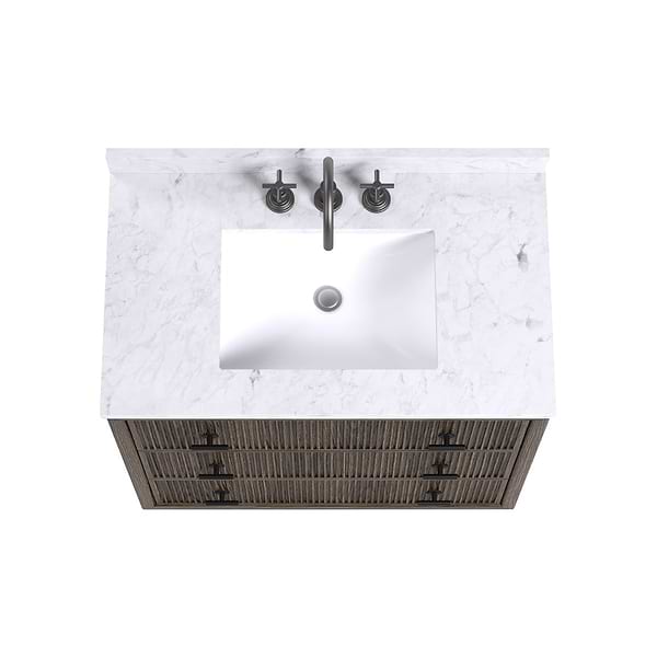 TileBar Studio Vanities Rhett Espresso Oak 36" Single Vanity with Carrara Marble Top