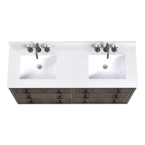 TileBar Studio Vanities Rhett Espresso Oak 60" Double Vanity with White Quartz Top