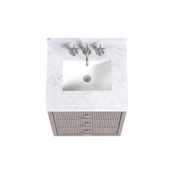TileBar Studio Vanities Rhett Steel Oak 24" Single Vanity with Carrara Marble Top