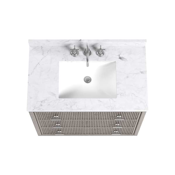 TileBar Studio Vanities Rhett Steel Oak 36" Single Vanity with Carrara Marble Top