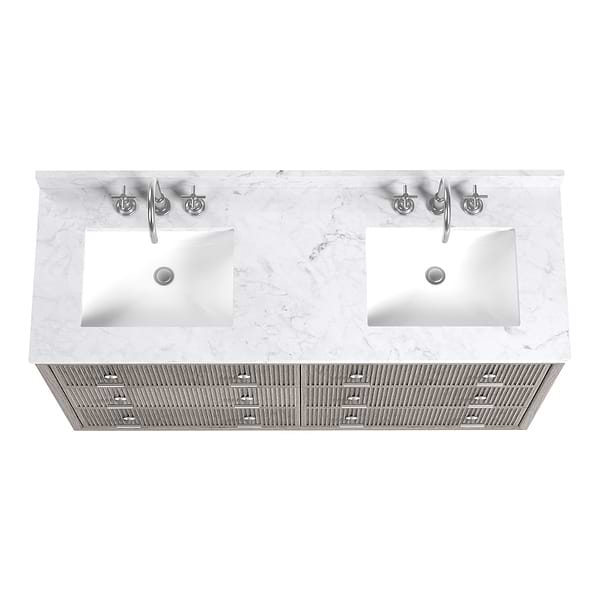 TileBar Studio Vanities Rhett Steel Oak 60" Double Vanity with Carrara Marble Top