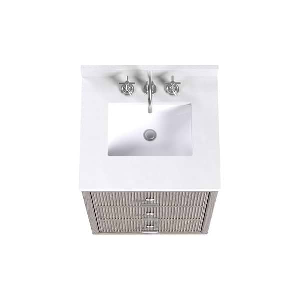 TileBar Studio Vanities Rhett Steel Oak 24" Single Vanity with White Quartz Top