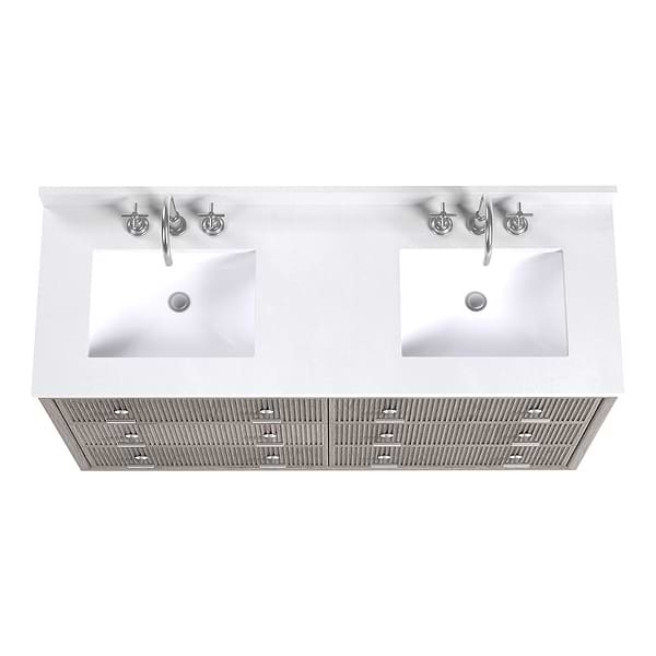 TileBar Studio Vanities Rhett Steel Oak 60" Double Vanity with White Quartz Top