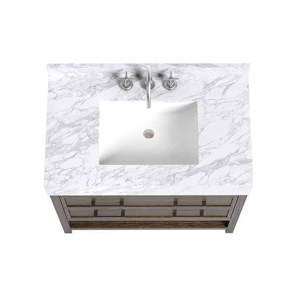 TileBar Studio Vanities Rowan Espresso Oak 36" Single Vanity with Carrara Marble Top