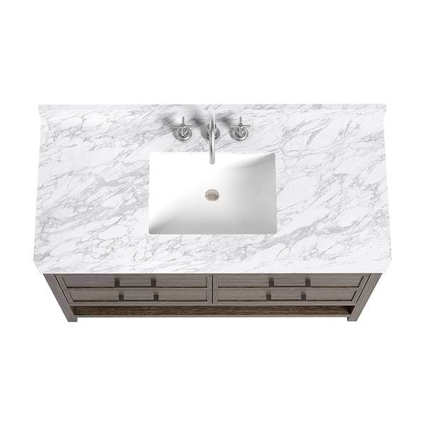 TileBar Studio Vanities Rowan Espresso Oak 48" Single Vanity with Carrara Marble Top