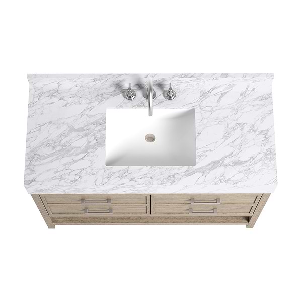 TileBar Studio Vanities Rowan Greige Ash 48" Single Vanity with Carrara Marble Top