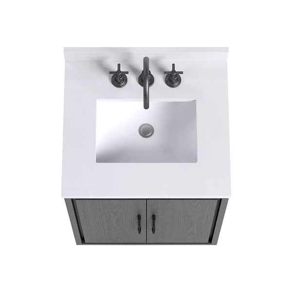 Setton Ebony Oak 24" Single Vanity with White Quartz Top by TileBar Studio Vanities, View 6, open zoomed image