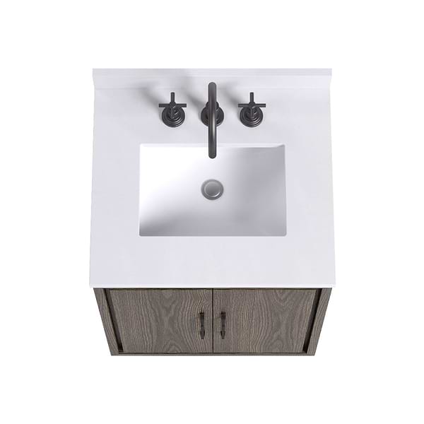 Setton Espresso Oak 24" Single Vanity with White Quartz Top by TileBar Studio Vanities, View 6, open zoomed image