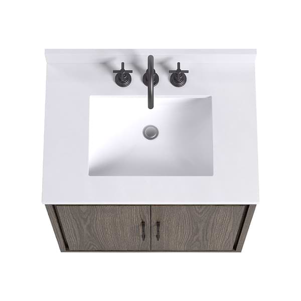 Setton Espresso Oak 30" Single Vanity with White Quartz Top by TileBar Studio Vanities, View 6, open zoomed image