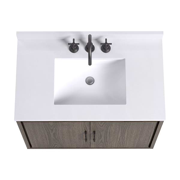 Setton Espresso Oak 36" Single Vanity with White Quartz Top by TileBar Studio Vanities, View 6, open zoomed image