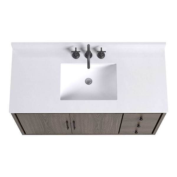 Setton Espresso Oak 48" Single Vanity with White Quartz Top by TileBar Studio Vanities, View 6, open zoomed image