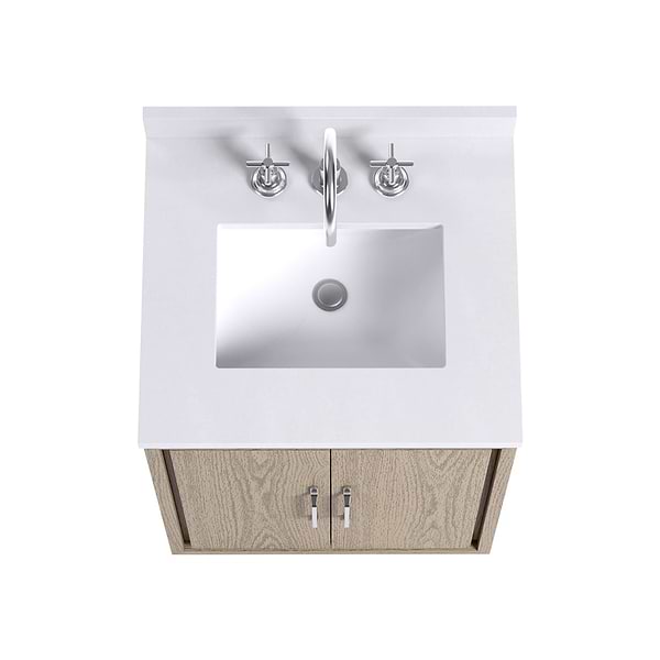 Setton Greige Ash 24" Single Vanity with White Quartz Top by TileBar Studio Vanities, View 6, open zoomed image