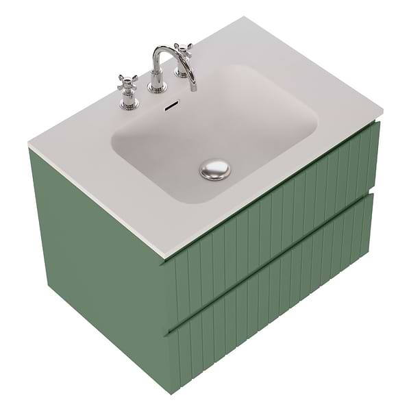 Prima Forest Green 30" Single Vanity with Integrated Solid Surface Top