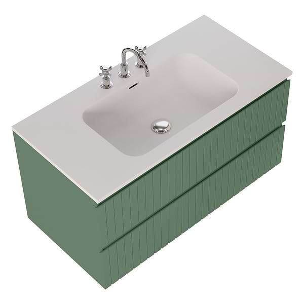 Prima Forest Green 42" Single Vanity with Integrated Solid Surface Top