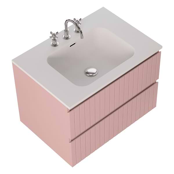 Prima Rose Pink 30" Single Vanity with Integrated Solid Surface Top