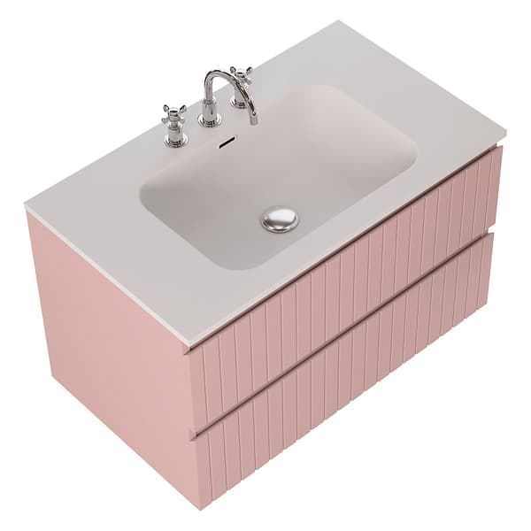 Prima Rose Pink 36" Single Vanity with Integrated Solid Surface Top