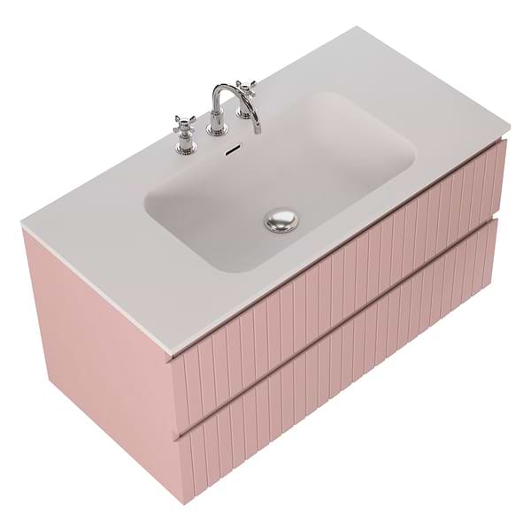Prima Rose Pink 42" Single Vanity with Integrated Solid Surface Top