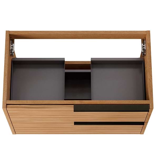 Kora Bamboo Faux Finish 32" Single Vanity with Black Handles without Top