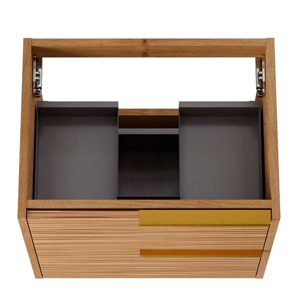 Kora Bamboo Faux Finish 24" Single Vanity with Gold Handles without Top