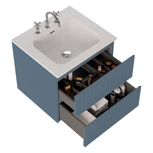 Prima Denim Blue 24" Single Vanity with Integrated Solid Surface Top