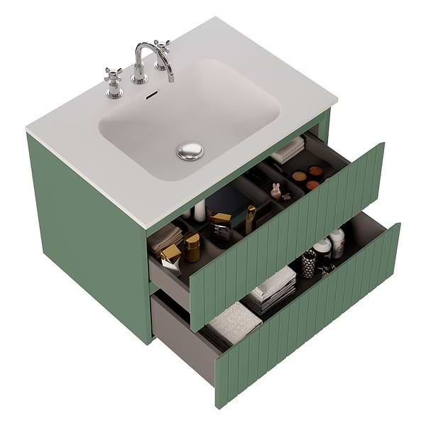 Prima Forest Green 30" Single Vanity with Integrated Solid Surface Top