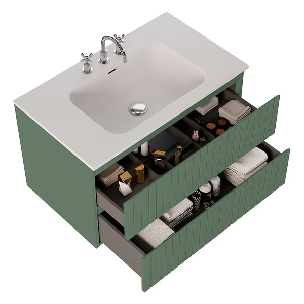 Prima Forest Green 36" Single Vanity with Integrated Solid Surface Top