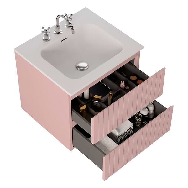 Prima Rose Pink 24" Single Vanity with Integrated Solid Surface Top