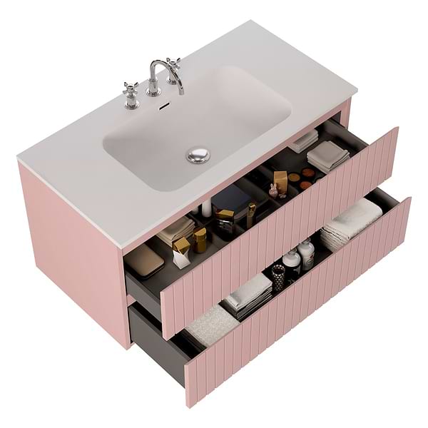 Prima Rose Pink 42" Single Vanity with Integrated Solid Surface Top
