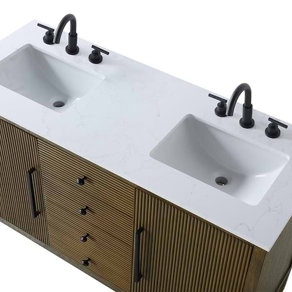 Juelle Hazel Oak 54" Double Vanity with Cultured Marble Top