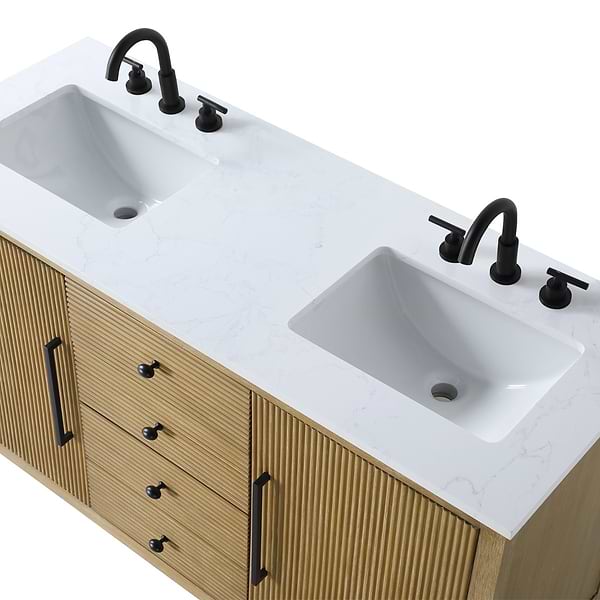 Juelle Honey Oak 54" Double Vanity with Cultured Marble Top