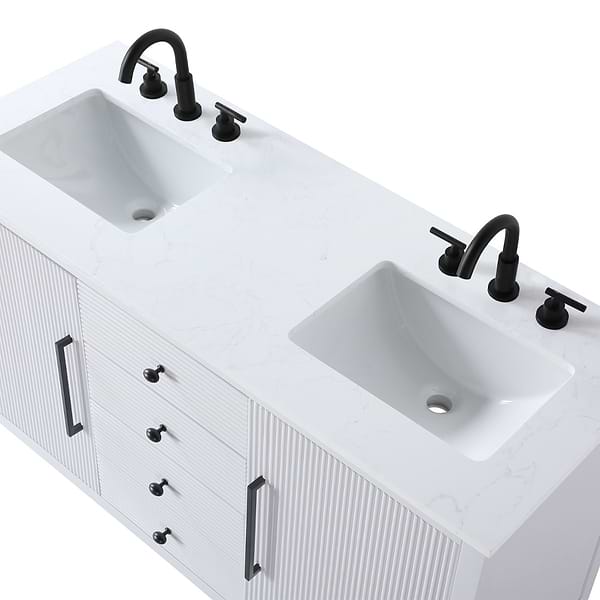 Juelle White 54" Double Vanity with Cultured Marble Top