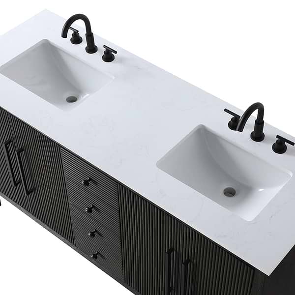 Juelle Chocolate Oak 60" Double Vanity with Cultured Marble Top