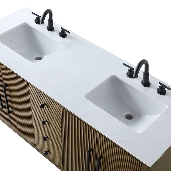 Juelle Hazel Oak 60" Double Vanity with Cultured Marble Top