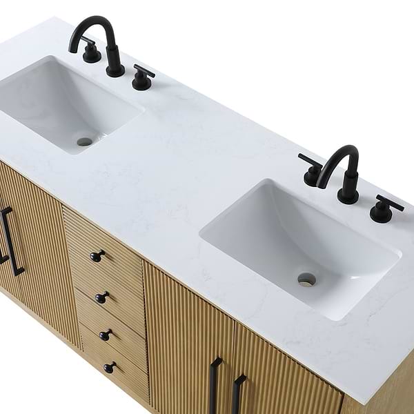 Juelle Honey Oak 60" Double Vanity with Cultured Marble Top